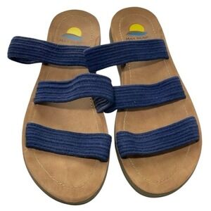 Maui Island Women's Blue Elastic Strap Comfort Slide Sandals Size 9M‎